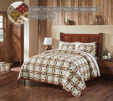 Custom House Wedding Rings King Quilt Set; 1-Quilt 110Wx97L w/2 Shams 21x37 - The Fox Decor